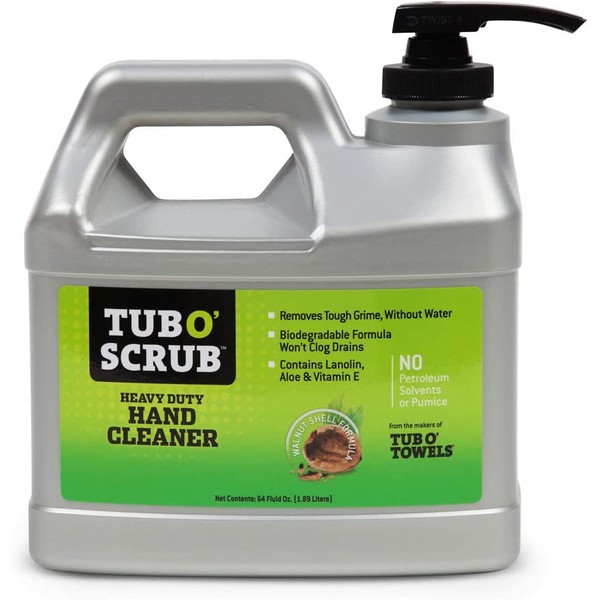Tub O' Scrub Heavy Duty Hand Cleaner, Removes Tough Grime, Grease & Dirt, Pumice-Free, 64 oz. Pump Jug