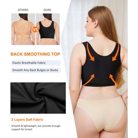 Wonderience Post-Surgical Bra Wide Adjustable Straps with Front Closure Wirefree (Medium, Black-9 Clasps)