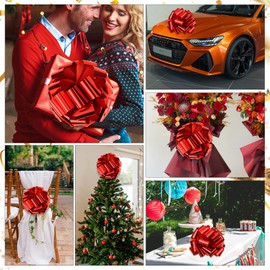 Red Large Pull Bows 12 inch Big Christmas Gift Bow for Present Car Bows Giant Ribbon Gift Bow for GiftWrapping Easter Wedding Birthday Party Flower Baskets Present Christmas Graduation Decor