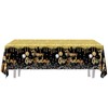 Zmupl Black Gold Birthday Table Cloth, Happy Birthday Tablecloth 137x274cm