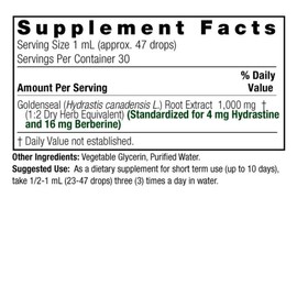 Natural's Answer GoldensealRoot,1000mg Non-GMO, Alchol Free, Gluten Free, Vegan 30 ml