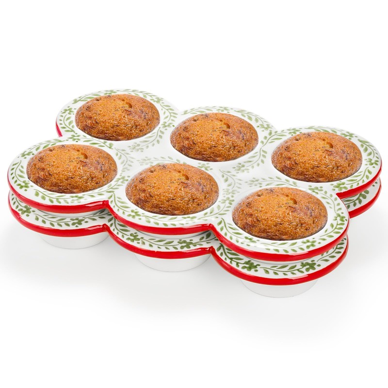 Hiceeden 2 Pack Ceramic Muffin Pans, 6 Cup Non-Stick Muffin