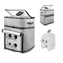 UCEDER Insulated Hot Tub Pump Cover,Waterproof Spa Heater Pump Cover with Clear PVC Window,Energy-Saving and Eco-Friendly Insulation for Winter Freeze Protection(No Bottom,Siver,16.9" x14.9"x21.2")