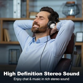 Voistek USB Headset with Mic for PC Laptop,3.5mm/USB-C Wired On Ear Computer Headphones with Noise Cancelling Microphone,in-line Control Office Work,Call Center,Video Meeting（Black）