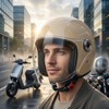 Casco de Scooter de Cara Abierta con Visera, Cascos Motocicleta