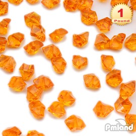 PMLAND Acrylic Ice Rocks Crystals Gems 180 Pieces Bag for Vase Filler Table Scatter Party Wedding Arts Crafts Decoration and Display - Orange