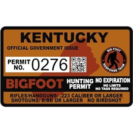 Kentucky KY Bigfoot Hunting Permit 2.4" x 4" Sticker