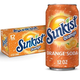 Sunkist Orange Soda 12 fl oz Cans – 12 Pack Refreshing Citrus Drink