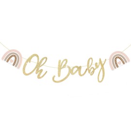 BETESSIN Baby Shower Decoration - Oh Baby Garland with Boho Rainbow Motif - Baby Shower Banner - Hanging Decoration for Baby Shower, Gender Reveal Party, Baby Shower Party Decoration Girls and Boys