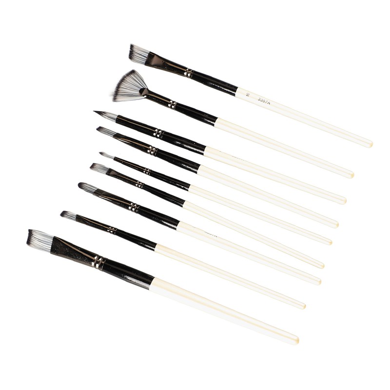 9pcs Gouache Watercolour Brushes Nylon Wool Rustproof Strong Water Absorption