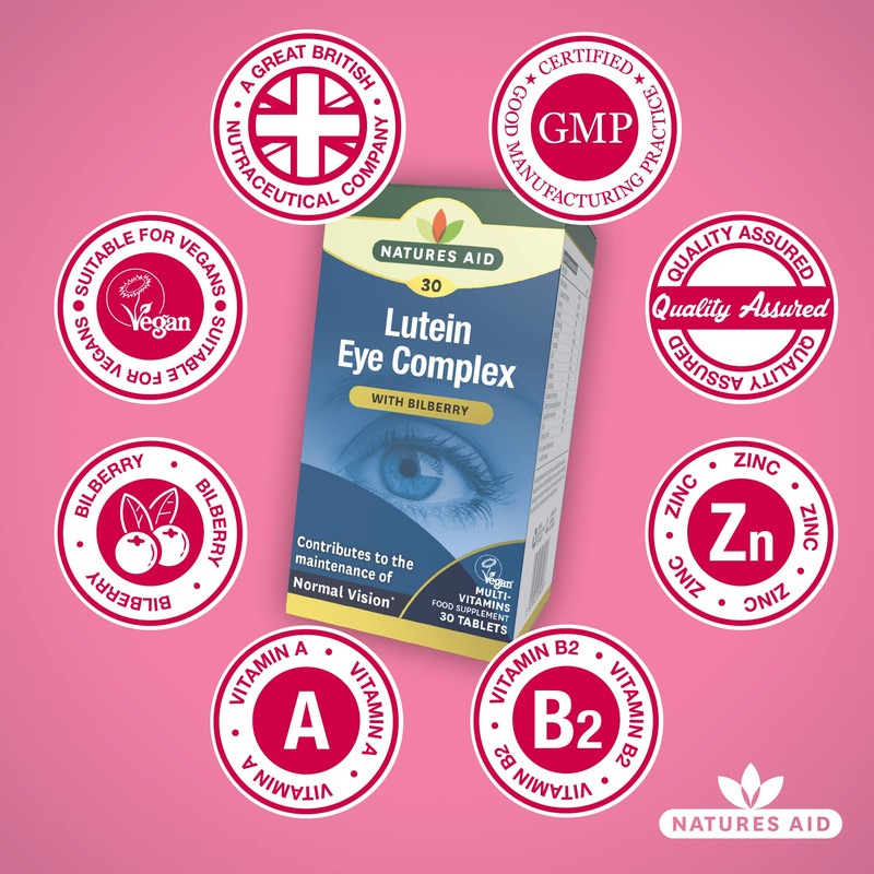 Natures Aid Lutein Eye Complex with Bilberry - Pack of