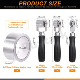 Rustark 4Pcs Car Sound Deadening Roller Set with 66 Feet Aluminum Foil Tape, 3 Different Sizes Auto Soundproofing Rollers and Tape for Car Noise Sound Deadening Installation (6mm 20mm 40mm)