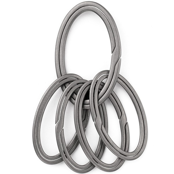 TISUR Men's Titanium Oval Key Ring, Side Push, For Cars,