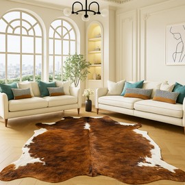Rodeo Genuine Cowhide Rug - Real Cow Hide Rug Large for Living Room & Bedroom - Western Rugs for a Natural Western Home Decor Ambiance - Rustic Cow Print Carpet Decor - 5x7 ft, Brown Brindle