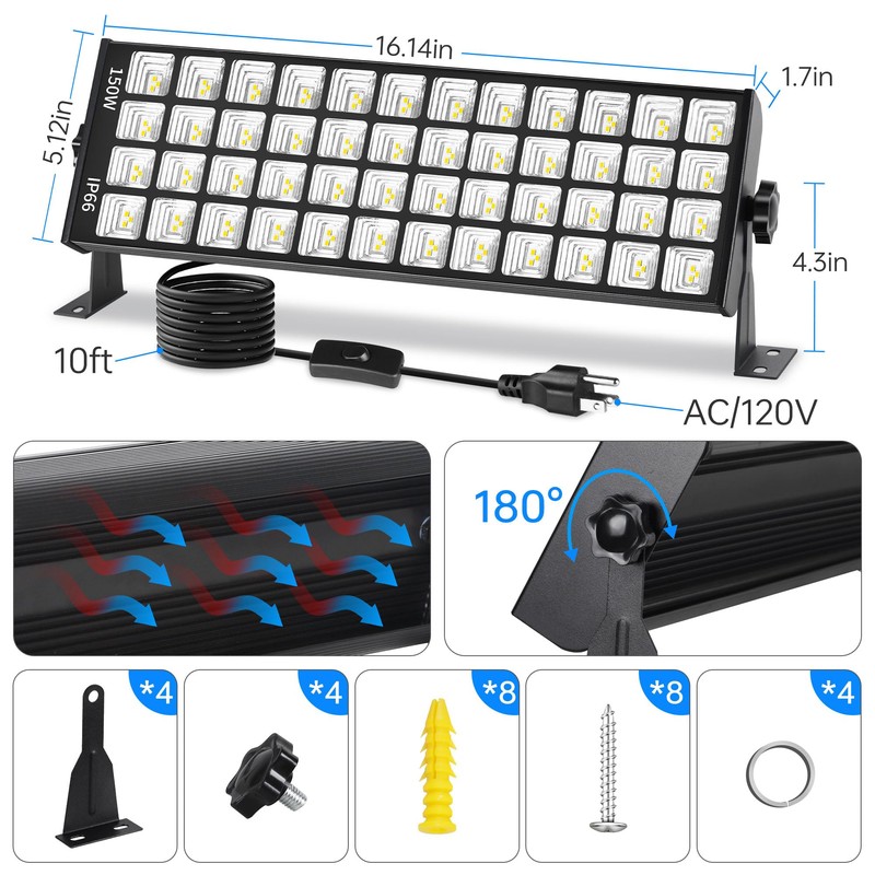 150W Shop Light, 18000LM 6000K Daylight White Super Brighter LED
