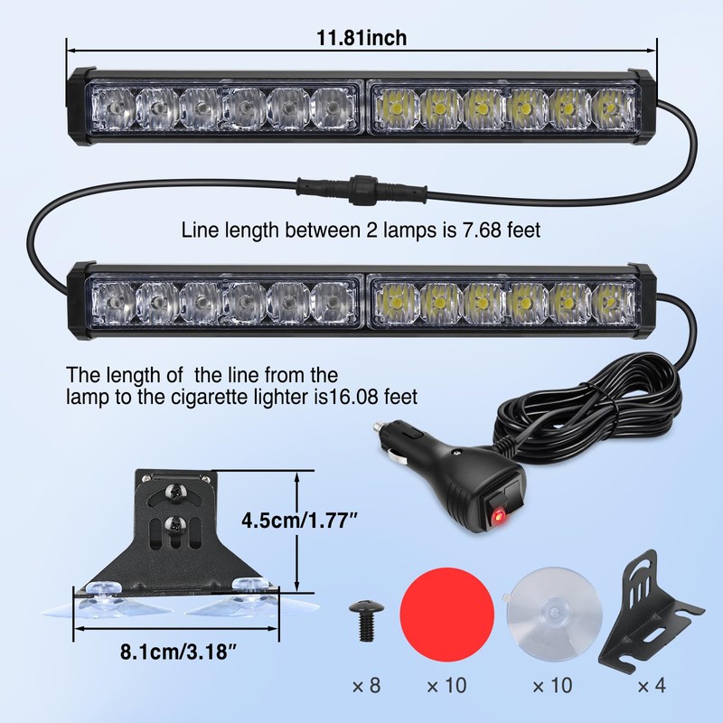 Nilight 24LED Emergency Strobe Traffic Advisor Light Bar 2 in