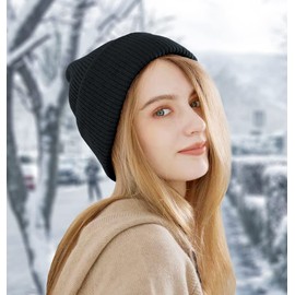 ZEXIAN 3 Pack Comfortable Breathable Soft Beanie Knit Slouchy Winter Skull Hats for Men and Women,Gifts for Christmas (Black & Black & Black)