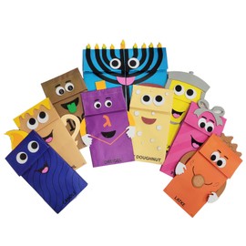 Hanukkah Hand Puppet Kit Gift Set by Rite Lite | Perfect Chanukah Gift for Kids Fun Arts & Crafts Kit Includes 10 Paper Bag Puppets & Foam Decorations! Jewish Holiday Party Goodie Bag Favors!