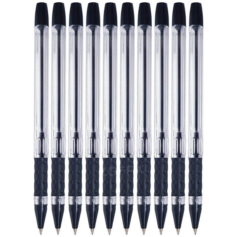 BLACK Ballpoint Pens, Gripper, BLACK, 0.5mm Fine Point, Pack of
