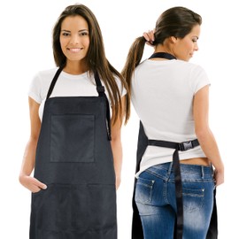 SupplyMaid Ultra-Soft Hair Salon Waterproof Apron with 5 Pockets - Bleach-proof Apron for Hairdresser, Hairstylist, Barber, Salon, Styling, Hair Cutting Accessories, Cosmetology -Jet Balck