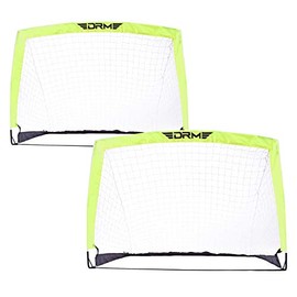 DRM 4×3ft Portable Soccer Goals, Set of 2 Soccer Practice Nets, Instant Pop Up and Fold-up, Includes 2pcs Goals 8pcs Ground Pegs 1pc Carrying Bag
