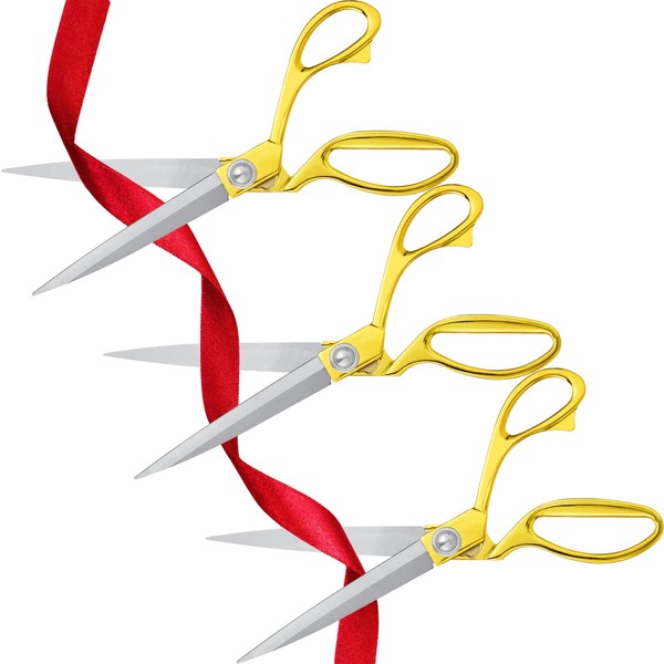Amylove 3 Pcs Ribbon Cutting Scissors Gold Metal Scissors Heavy