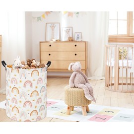 TIBAOLOVER Rainbow Kids Laundry Basket Baby Hamper Rainbow Toy Storage Bin for Boys Room Decor Baby Nursery Hamper Gift Baskets for Bedroom Bathroom(Sun Rainbow)