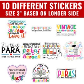 SUNHADO[10pcs-3''] Paraprofessional Sticker Pack, SPED Staff Appreciation Gift School Counselor Classroom Supplies, Decoration for Laptop, Water Bottles, Bicycle, Scrapbook, Vehicle Vinyl Decal