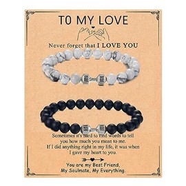 Couples Bracelets Matching Bracelets Natural Stone Bead Bracelet Promise Bracelet Valentines Bracelets Valentines Day Gift Couples Gifts for Him and Her