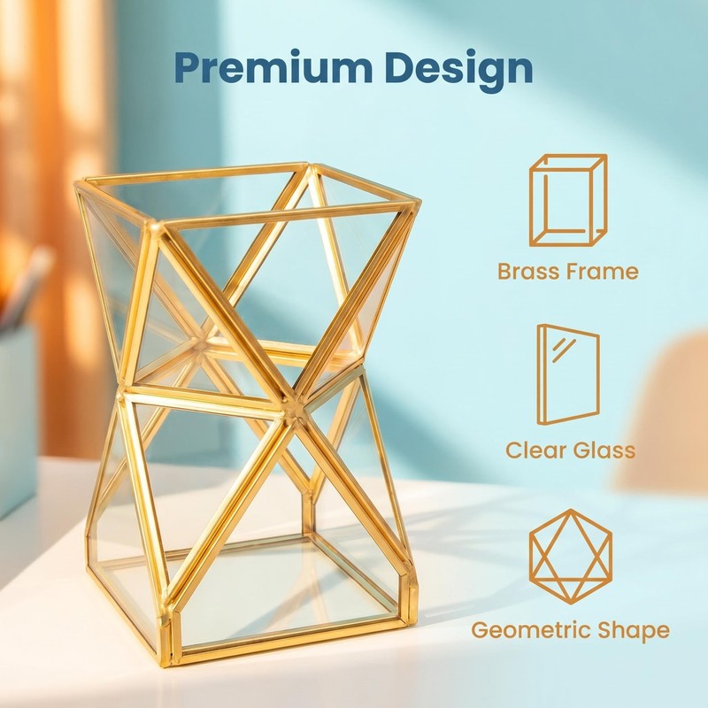 JIARI Glass Pen Holder Cup for Desk, Pencil Cup Holder,