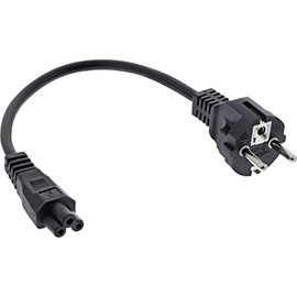 InLine® 16656T Power Cable for Notebook, 3-Pin Coupling, Black, 0.3 m