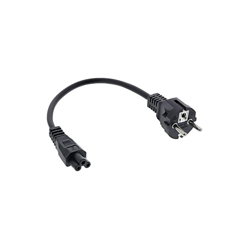 InLine® 16656T Power Cable for Notebook, 3-Pin Coupling, Black, 0.3