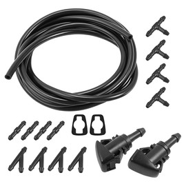 Mandark Car Windshield Washer Hose Kit, 5 Meter Washer Fluid Hose with 12PCS Hose Connectors 2PCS Fan Nozzles 2PCS Rubber Gaskets, Suitable for Most Car Windscreen Washer Tubing