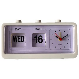 Haptufer Mechanical Alarm Clock Novelty Flip Clock Desktop Digital Clock with Calendar Clock Home Decor Retro Decor,White