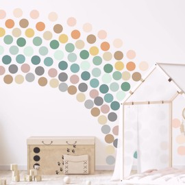 2-inch Polka Dot Wall Decals For Girls Bedroom Featuring 150 Neutral Boho Rainbow Wall Decal Stickers for Wall | Perfect For Boho Nursery and Boho Rainbow Classroom Decor | These Peel an(Boho Rainbow)