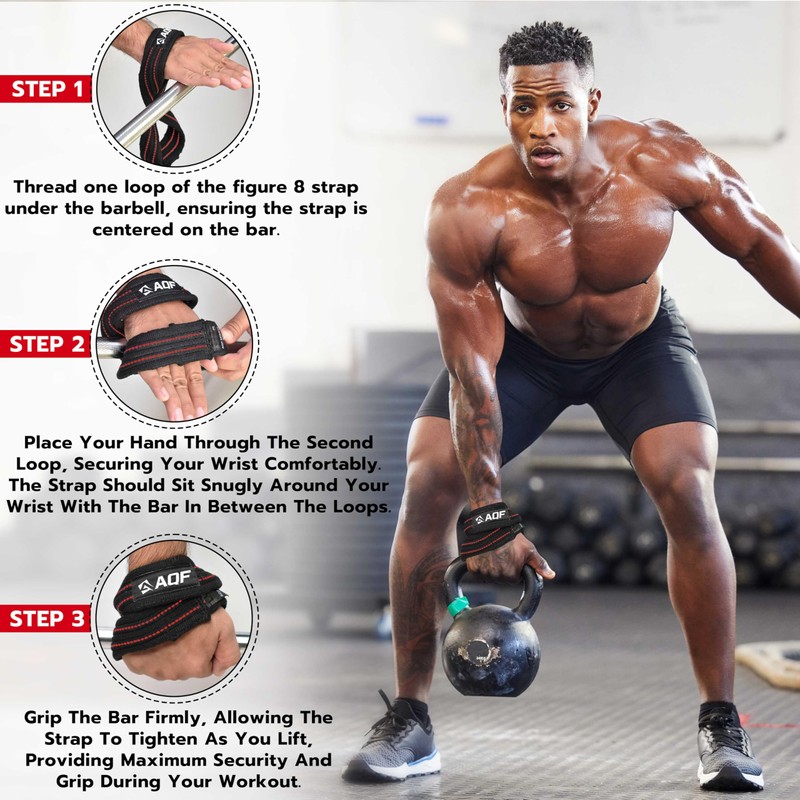 AQF Figure 8 Lifting Straps, Anti Slip Gym Wrist Supports
