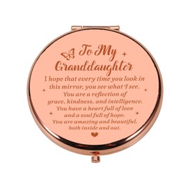 White Elephant Gifts for Women Granddaughter Birthday Gifts Stocking Stuffers for Teen Girls Adults Women Compact Mirror for Women Granddaughter Gifts from Grandma Christmas Inspirational Gifts