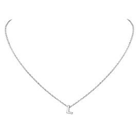 Suplight Women's Necklace Jewellery DIY Letters A - Z Charms Clavicle Chain 925 Silver / 18k Gold-plated Rose Gold Initial Pendant 45 cm 1.5 mm Rolo Chain Minimalist Jewellery Accessory with Gift Box, l