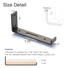 LEOPO 8 Inch Shelf Bracket for DIY Floating Shelf, 1/5 inch Thick Openwork Heavy Duty Bracket, 4 Pack, 7.25” x 4” x 1.5”