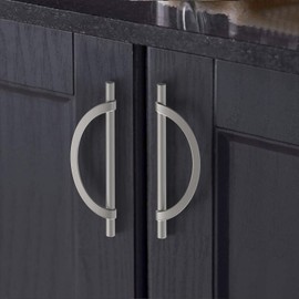 FILTA 10 Pack 5 Inch(128mm) Hole Centers Brushed Satin Nickel Cabinet Pulls,Stylish Kitchen Cabinet Handles Half Moon Zinc Alloy Cabinet Hardware for Cabinets Cupboard Handles Drawer Pulls