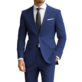 Mens Suit Classic Fit 2 Piece Suits for Men Wedding Suit Formal Business Suit Blazer Pants Suit for Dinner Party Navy