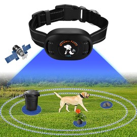 PLOJOP GPS Wireless Dog Fence and Outdoor Pet Barrier 2 in 1, Range 97-3280ft Electric Dog Fence for All Dogs, Keeps Pets Out of Obstacles, Adjustable Warning Strength (Black)