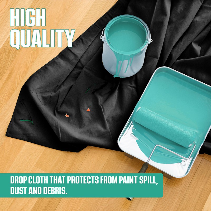 ZUPERIA Black Drop Cloth (9 x 12 Feet - Pack