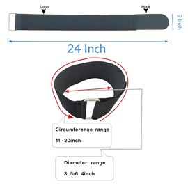 YiwerDer 6Pcs 24" x 2" Nylon Heavy Duty Reusable Hook and Loop Cinch Straps, Adjustable Fastening Securing Cable Straps, Black