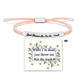 LIU JUN Remember Who The F You Are Motivational Tube Bracelet For Women, Adjustable Hand Bradied Wrap Stainless Steel To My Daughter/Best Friend Inspirational Gifts Jewelry, Medium, Stainless Steel,