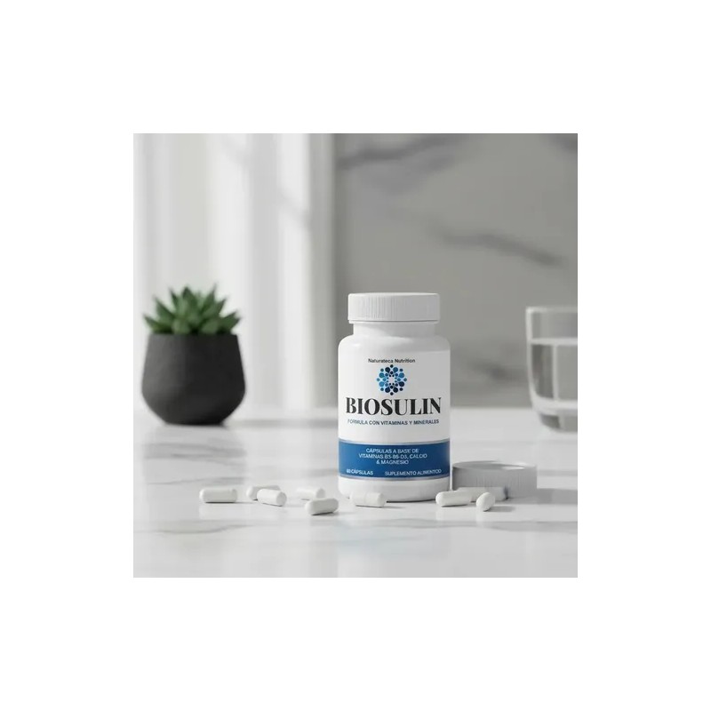 Biosulin 60 Cápsulas Vitaminas B3 B6 D3 Calcio Magnesio Sin