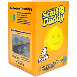 Scrub Daddy - The Original Scrub Daddy - Scratch-Free Multipurpose Dish Sponge - BPA Free & Made with Polymer Foam - Stain & Odor Resistant Kitchen Sponge (4 Count)