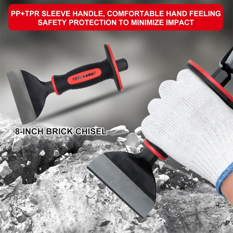 TOOLEAGUE Heavy Duty Masonry Chisel,8 inches Brick Chisel with Hand