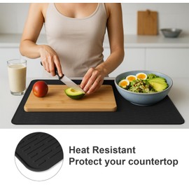 Stove Top Cover for Electric Stove- Range Covers for Electric Stove,Silicone XXL Dish Drying Mat, Glass Cooktop Covers, Flat RV Range top Mats (Black, 28"x20")