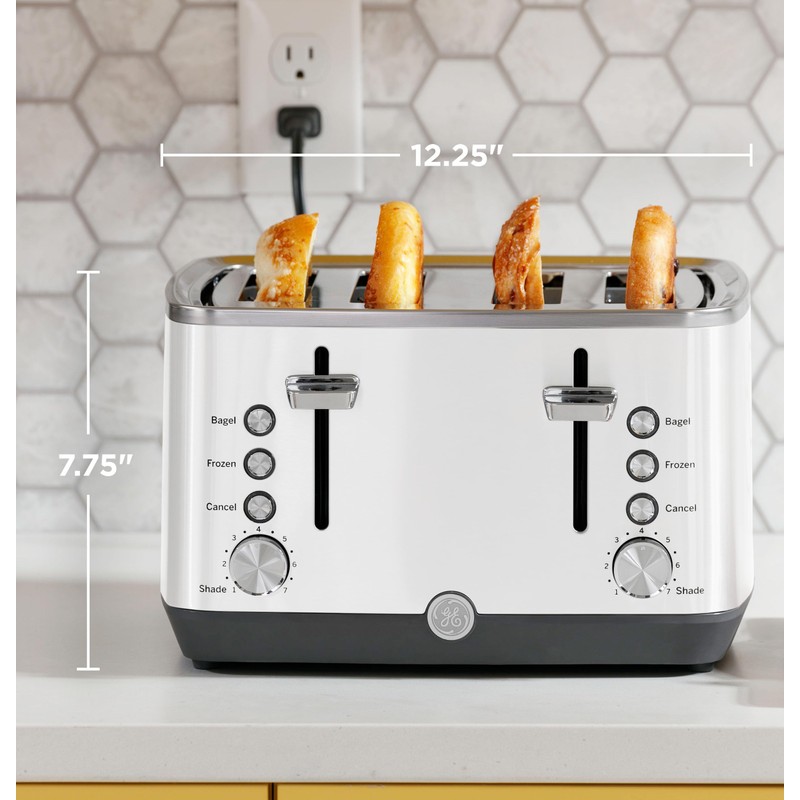GE 4 Slice Toaster | Extra Wide Slots for Bagels,